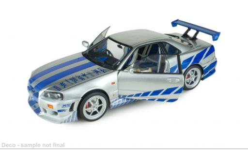 Modellini auto Nissan Skyline GT-R (BNR34) silber/blau Fast &amp; Furious 1/18 Solido