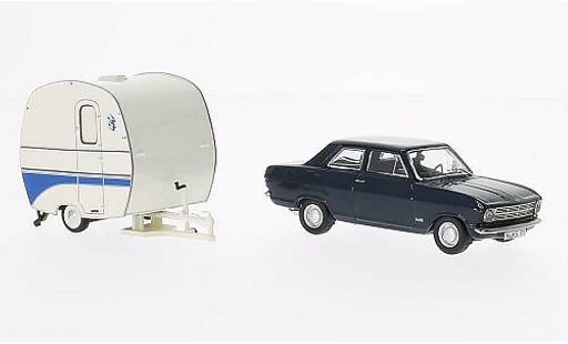 Opel Kadett B B 1/43 Schuco blu 2-Turer con Knaus Schwalbennest Wohnanhanger modellini auto