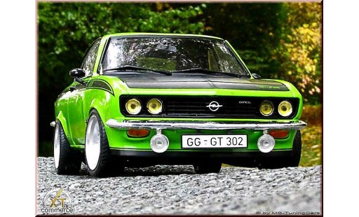 Opel Manta A 1/18 Norev gt/e verde 1975 jantes bbs bords larges modellini auto