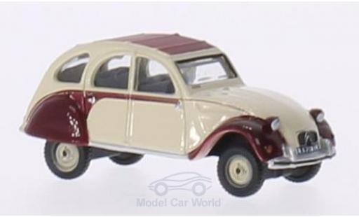 Citroen 2CV 1/76 Oxford Dolly rosso/beige RHD modellino in miniatura