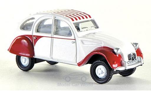 Citroen 2CV 1/76 Oxford Dolly bianco/rosso RHD modellino in miniatura