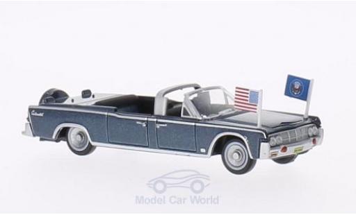 Lincoln Continental 1/87 Oxford X100 metallico blu 1961 Staatsfahrzeug mit USA-Standarten modellino in miniatura