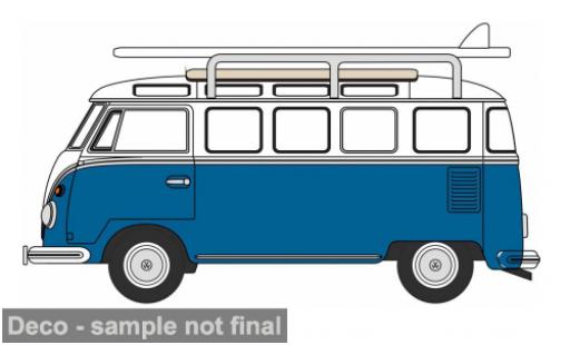 Volkswagen T1 1/76 Oxford Samba Bus/Surfboards blau 1:76 modellino in miniatura