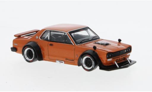 Nissan Skyline 1/64 Pop Race GT-R V8 Drift orange RHD Hakosuka modellino in miniatura