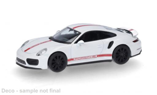Porsche 991 Turbo 1/87 Herpa 911  weiss/rot 1:87 modellino in miniatura