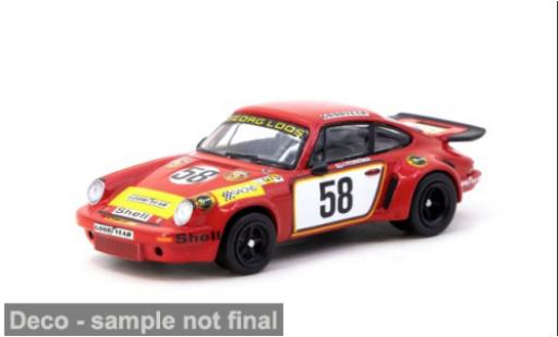 Porsche 930 RSR 1/64 Tarmac Works 911 Carrera 3.0 24h Le Mans 1975 Gelo Racing Team #58 J.Fitzpatrick/G.van Lennep 1:64 modellino in miniatura