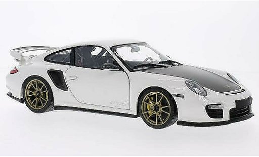 Porsche 911 GT2 1/18 Minichamps bianco con goldenen Felgen 2011 modellini auto