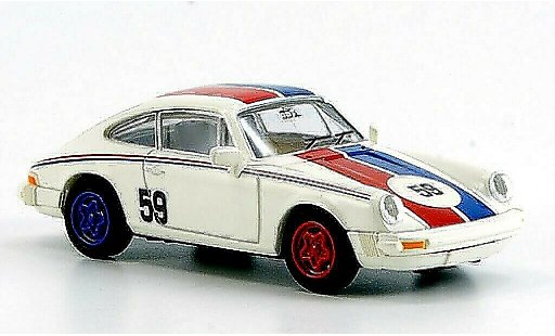 Porsche 911 Base 1/87 Brekina No.59 bianco blu-rossoe strisce modellini auto