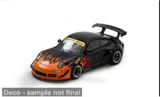 Porsche 997 RWB 1/64 INNO64 schwarz/orange 1:64 modellino in miniatura