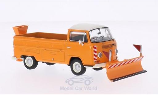 Volkswagen T2 A 1/43 Premium ClassiXXs a Pritsche orange/bianco Winterdienst mit Räumschild und Salzstreuer modellino in miniatura