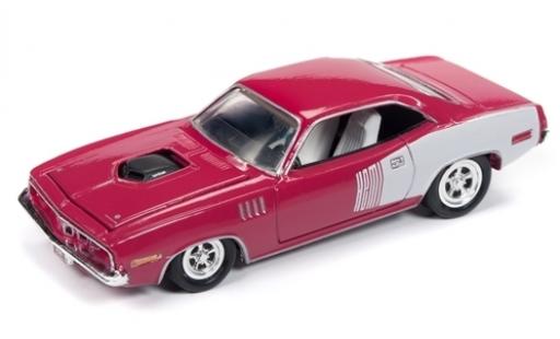 Plymouth Barracuda 1/64 Racing Champions rosa/bianco 1971 modellino in miniatura