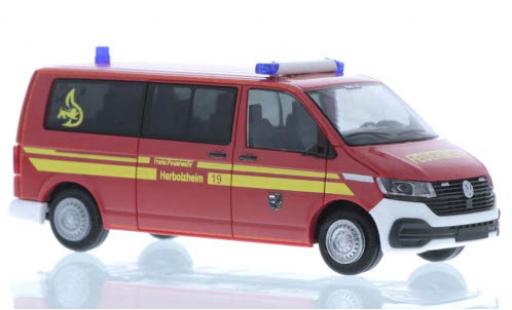 Volkswagen T6 1/87 Rietze .1 Feuerwehr Herbolzheim plus long empattement modellino in miniatura