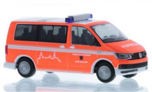 Volkswagen T6 1/87 Rietze Feuerwehr Walldorf court- empattement modellino in miniatura