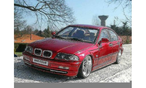 Bmw 328 tuning 1/18 Welly E46 rosso candy et jantes chromes modellini auto