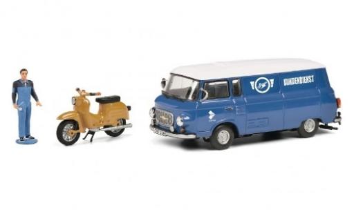 Barkas B 1000 1/43 Schuco Simson Kundendienst avec figurine et Simson Schwalbe KR51 modellino in miniatura