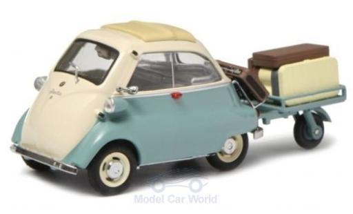 Bmw Isetta 1/43 Schuco türkis/beige mit Anhänger und Gepäck modellino in miniatura