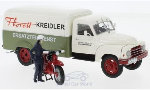 Hanomag L28 1/43 Schuco Kreidler Ersatzteildienst mit Kreidler Florett und Fahrerfigur modellino in miniatura