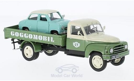 Hanomag L28 1/43 Schuco Pritsche Goggomobile Service mit Goggomobile modellino in miniatura