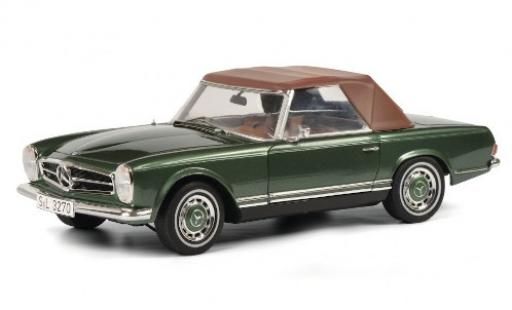 Mercedes 280 1/18 Schuco SL (W113) metallico verde mit abnehmbarem Softtop modellino in miniatura