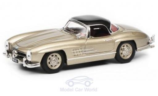 Mercedes 300 1/43 Schuco SL Roadster (W198) metallico beige/nero modellino in miniatura