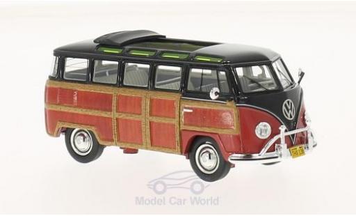 Volkswagen T1 B 1/43 Schuco Samba nero/Holzoptik Woody modellino in miniatura