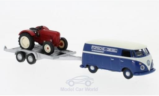 Volkswagen T1 A 1/87 Schuco c Kastenwagen mit Autoanhänger und Porsche Junior modellino in miniatura