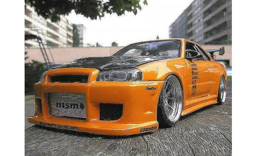 Nissan Skyline R34 1/18 Autoart gt aileron et capot carbone r modellini auto