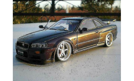 Nissan Skyline R34 1/18 Autoart purple racing jantes 20 pouces modellini auto