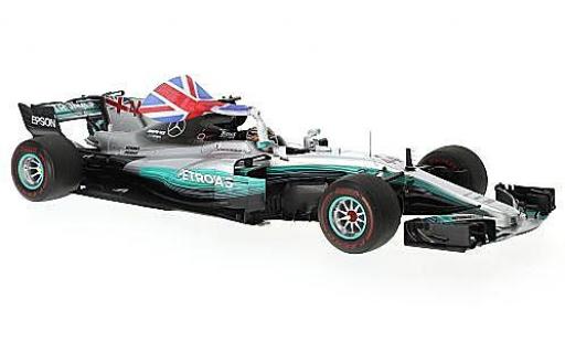 Mercedes F1 1/18 Spark W08 EQ Power+ No.44 AMG Petronas Team Formel 1 GP Mexico 2017 avec figurine et britische drapeau L.Hamilton modellino in miniatura