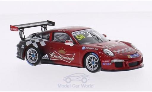 Porsche 991 GT3 Cup 1/43 Spark 911 (997) GT3 Cup No.58 Team Absolute Racing Budweiser Carrera Cup Asia 2015 H.-P.Tung modellino in miniatura