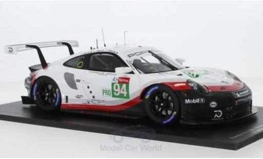 Porsche 991 RSR 1/18 Spark 911 RSR No.94 GT Team 24h Le Mans 2018 R.Dumas/T.Bernhard/S.Müller modellino in miniatura
