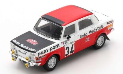 Simca 1000 1/43 Spark Rallye 2 No.34 Paul Watson Racing Organisation Radio Monte Carlo Rally Monte Carlo 1973 B.Fiorentino/M.Gelin modellino in miniatura