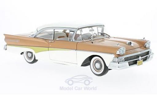 Ford Fairline 1958 1/18 Sun Star Failane 500 HardTop marroneee/bianco 1958 modellino in miniatura