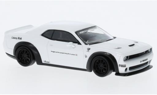 Dodge Challenger 1/64 Tarmac Works SRT Hellcat LB-Works metallise bianco modellino in miniatura