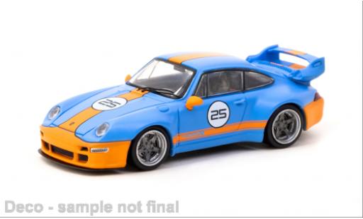 Porsche 993 1/64 Tarmac Works 911  Gunther Works blu clair/orange modellino in miniatura