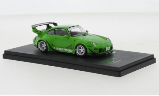 Porsche 993 RWB 1/64 Tarmac Works verde Rough Rhythm modellino in miniatura
