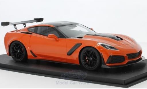 Chevrolet Corvette C7 1/18 Top Speed C7 ZR-1 metallico orange/carbon modellino in miniatura