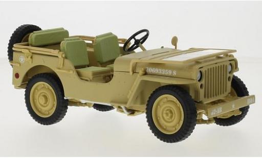 Jeep Willys 1/18 Triple 9 Collection matt-beige/bianco U.S. Army 1943 Casablanca modellino in miniatura