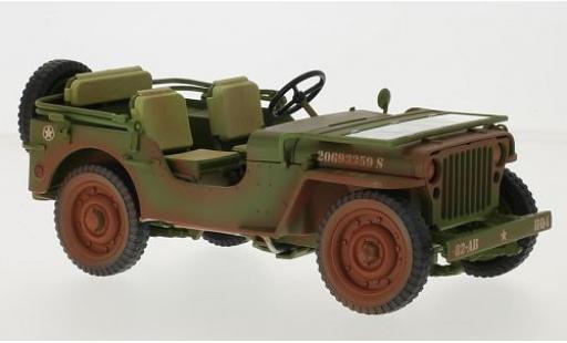Jeep Willys 1/18 Triple 9 Collection matt-oliv/bianco U.S. Army 1942 avec traces d modellino in miniatura