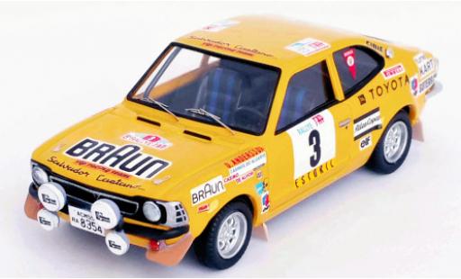Toyota Corolla 1/43 Trofeu Levin No.3 VIP Racing Team Braun Rallye WM Rallye Portugal 1974 O.Andersson/A.Hertz modellino in miniatura