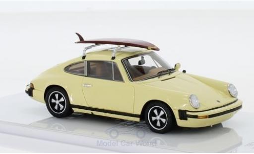 Porsche 930 1/43 TrueScale Miniatures 911S 2.7 beige 1977 mit Surfboard auf Dachgepäckträger modellino in miniatura