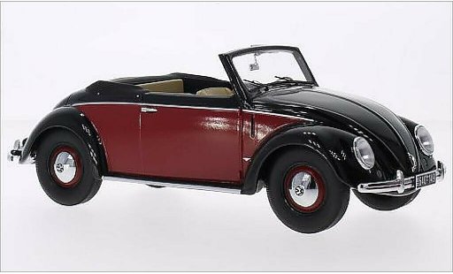 Volkswagen Kafer Cabriolet 1/18 Minichamps 1200 Cabrio Hebmuller nero/rosso 1949 modellini auto