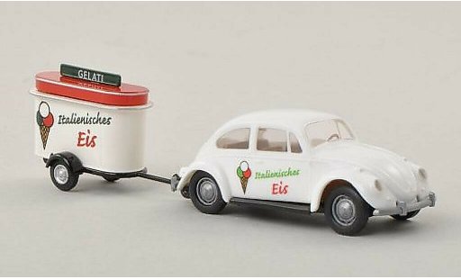 Volkswagen Kafer Base 1/87 Brekina Gelati - Italienisches Eis con Verkaufsanhanger modellini auto