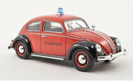 Volkswagen Kafer Base 1/32 Schuco Ovali Vigili del fuoco rosso/nero modellini auto