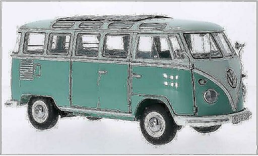 Volkswagen T1 B 1/18 Schuco Samba turchese/beige 1959 modellini auto