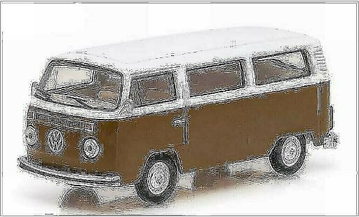 Volkswagen T2 B 1/64 Greenlight Bus Champagne Edition marrone/bianco 1977 modellini auto