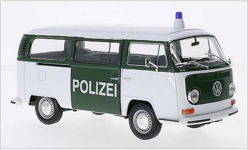 Volkswagen T2 B 1/24 Welly Bus bianco/verde Polizia 1972 modellini auto