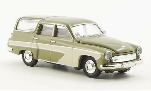 Wartburg 311 Camping 1/87 Brekina Oliv/bianco modellini auto