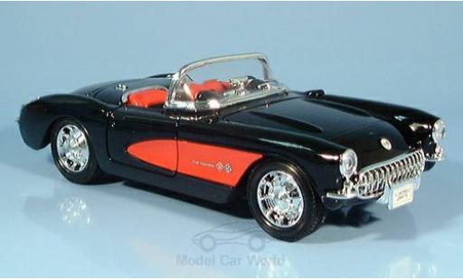 Chevrolet Corvette 1/24 Welly nero 1957 ohne Vitrine modellino in miniatura