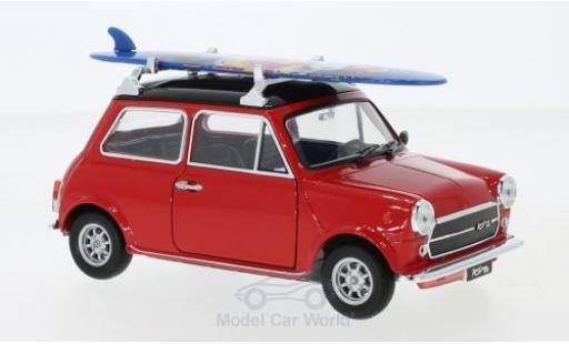 Mini Cooper 1/24 Welly 1300 rosso/nero 1974 mit Surfboard modellino in miniatura
